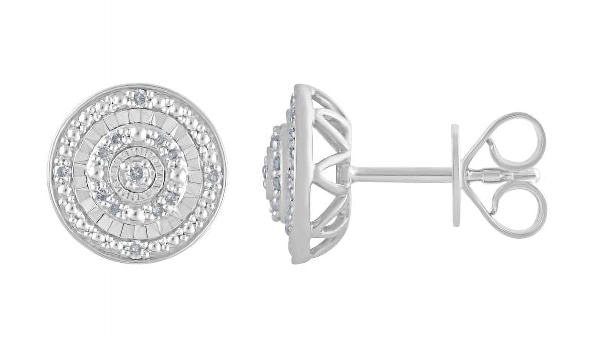 BEYOND BRILLIANCE 1/10 Ct Round Multi-Halo Diamond Stud Earrings in Sterling Silver Gifts for Her