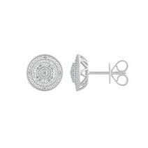 Arista 1/10 Ct Round Multi-Halo Diamond Stud Earrings in Sterling Silver