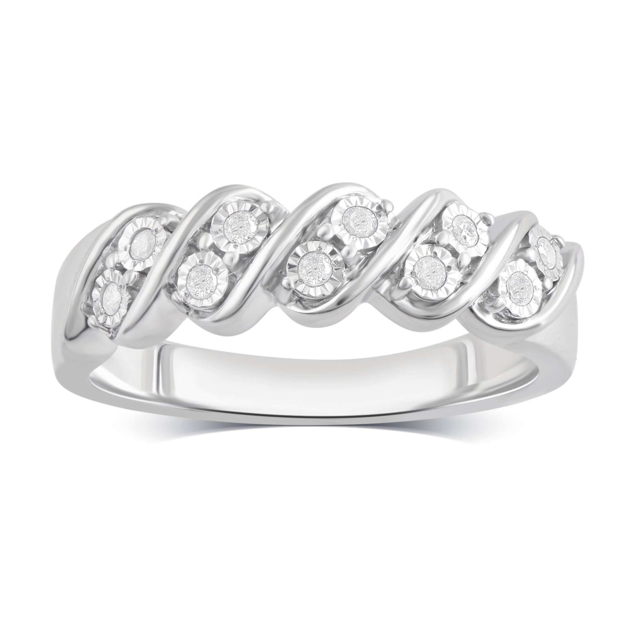 Arista 1/10 ct Diamond Broad Band Anniversary Ring in Sterling Silver (I-J, I2-I3)