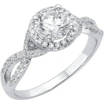 Arista 1/2 Carat T.G.W. Australian Crystal and Cubic Zirconia Split Shank Engagement Ring in Sterling Silver