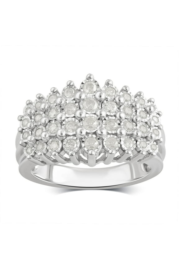 1/2 Carat T.W Diamond Illusion Broad Band Anniversary Ring in Sterling Silver (I-J, I2-I3)