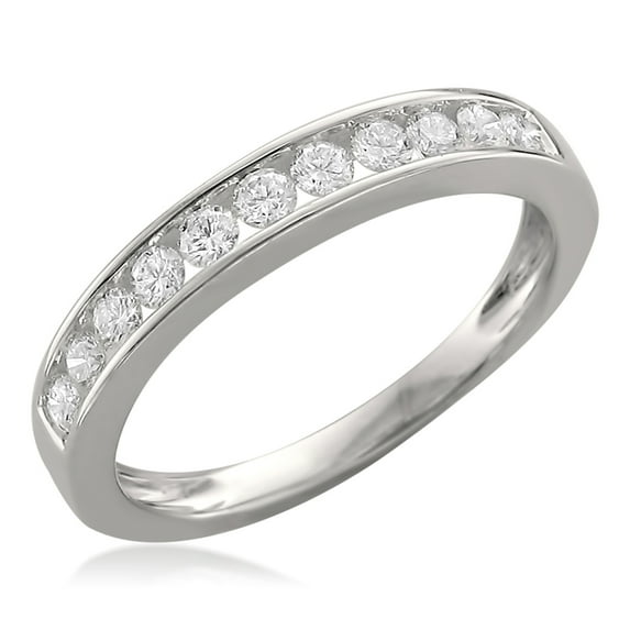 Arista 1/2 Carat T.W. Round Diamond 11 Stone Bridal Wedding Band in 18k White Gold (I-J, VS2-SI1)