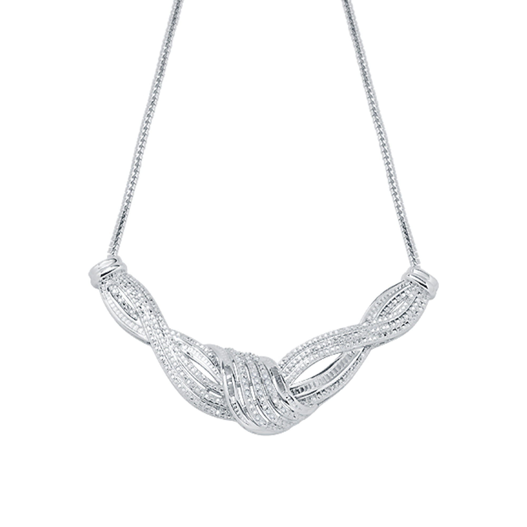 Arista 1/2 Ct Diamond Twisted Necklace in Silver Tone over Brass, 18" (I-J, I3)