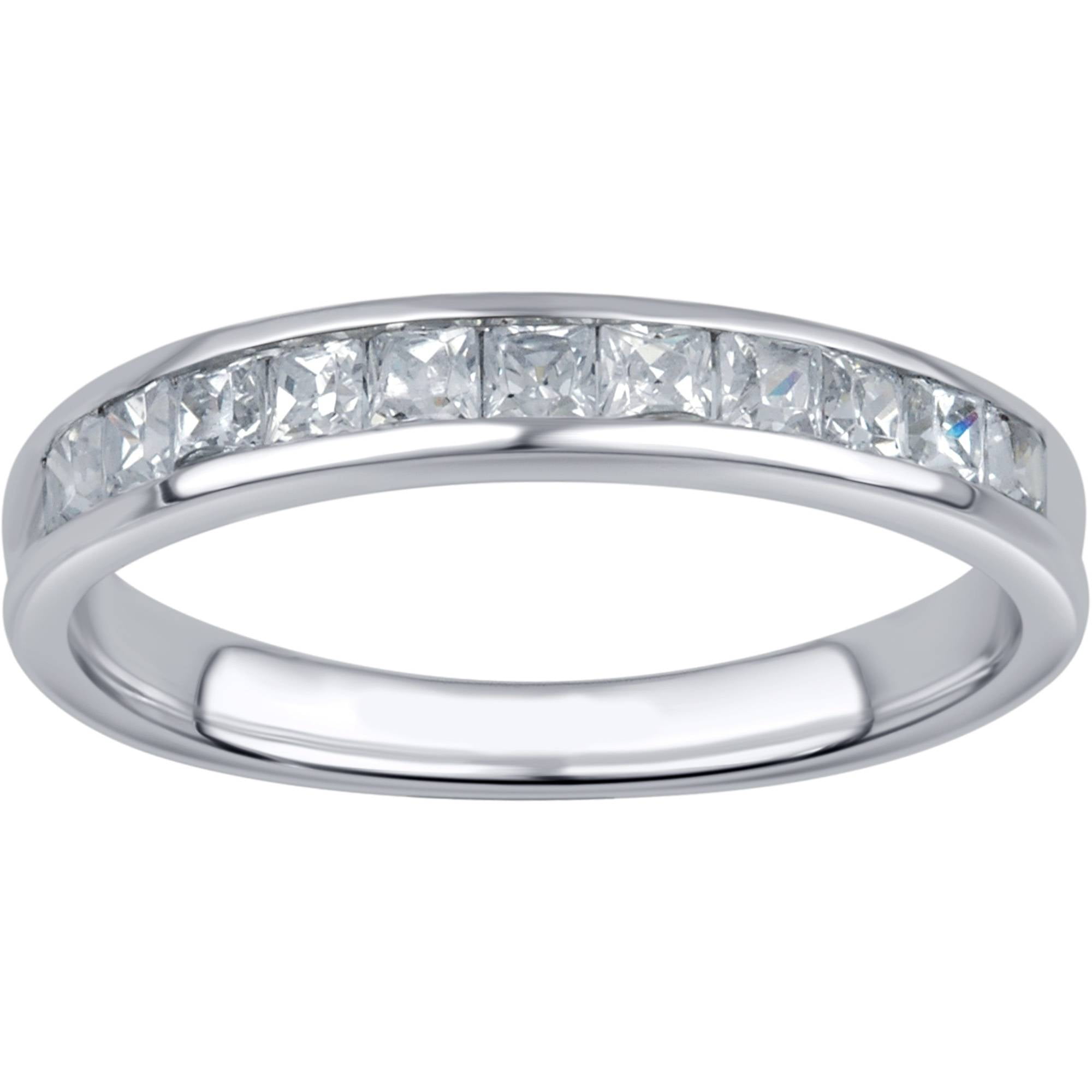 Arista 1/2 Ct White Diamond Princess-Cut Channel-Set Women's Band in 10K White Gold (I-J, I3)