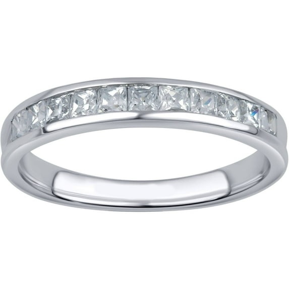 Arista 1/2 Ct White Diamond Princess-Cut Channel-Set Women's Band in 10K White Gold (I-J, I3)