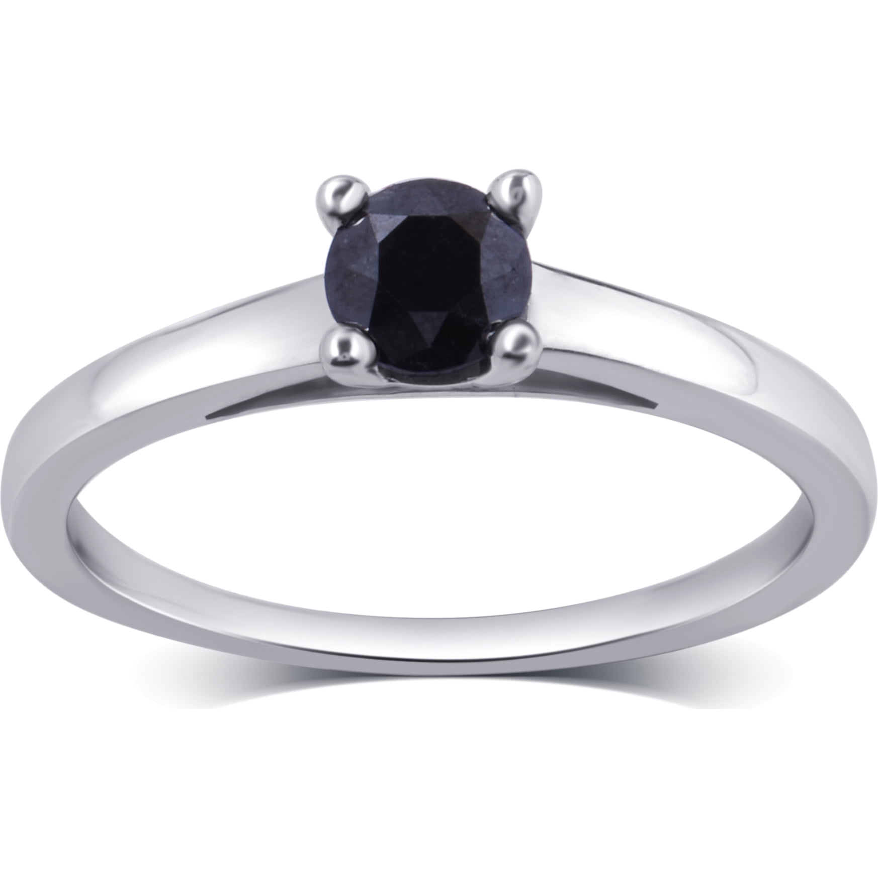 Arista 1/2 ct Black Diamond Solitaire Ring in Sterling Silver