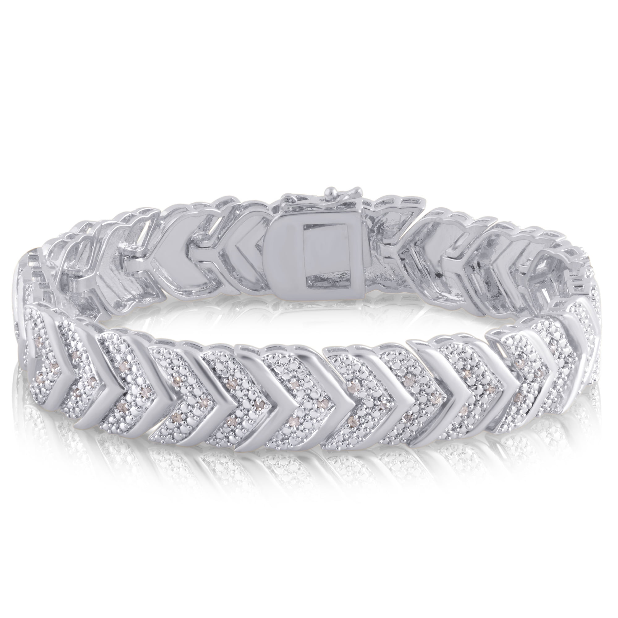 Arista 1/2 ct Diamond Fashion Link Bracelet Silver Tone over Brass,7.5