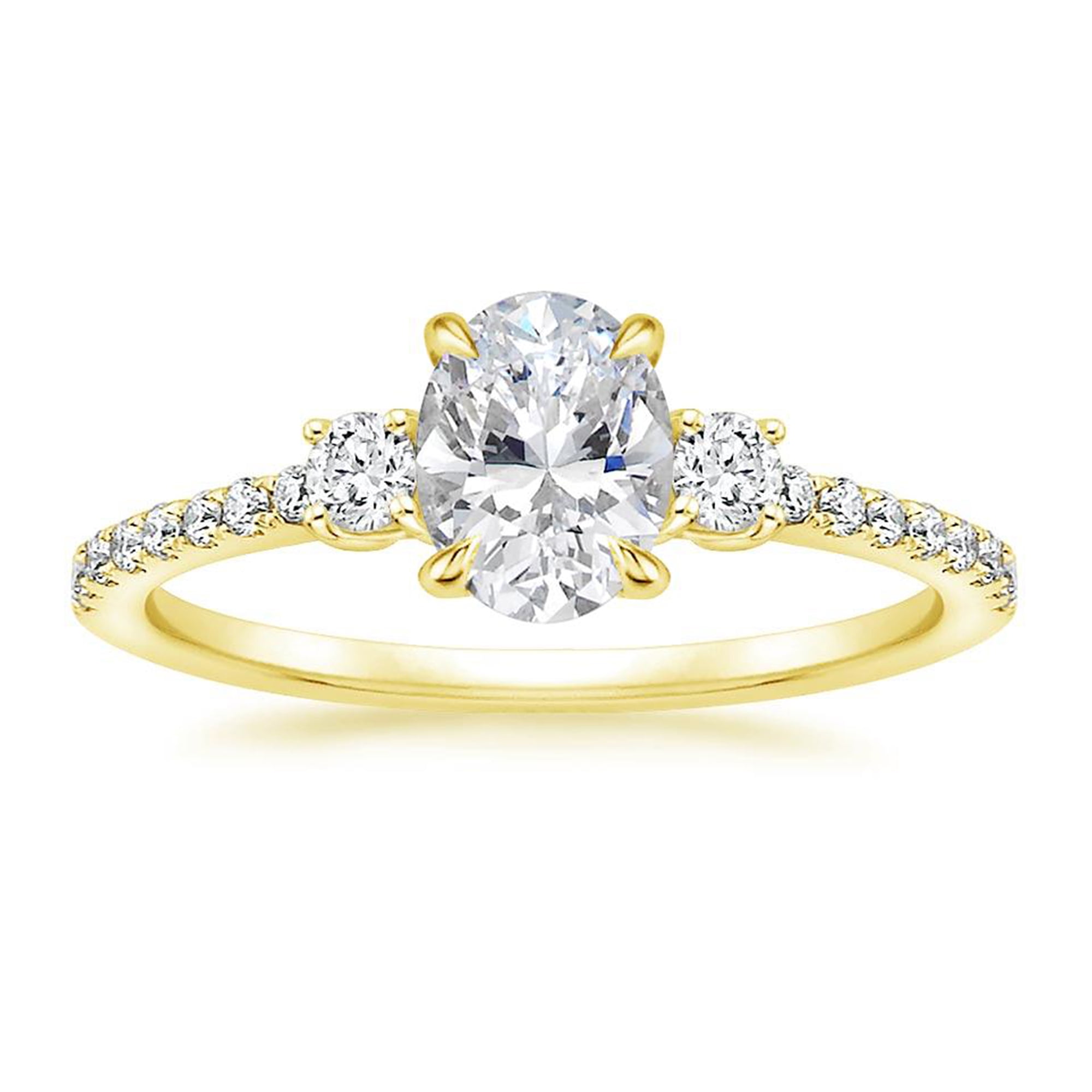 Arista 1-3/4 Carat T.W. Oval Swarovski Women's Engagement Ring in Yellow Plated Sterling Silver