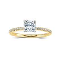 Arista 1-3/8 Carat T.W. Cushion Swarovski Diamonds White Solitaire Engagement Ring in Pink Plated Sterling Silver