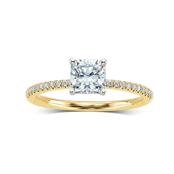 Arista 1-3/8 Carat T.W. Cushion Swarovski Diamonds White Solitaire Engagement Ring in Pink Plated Sterling Silver