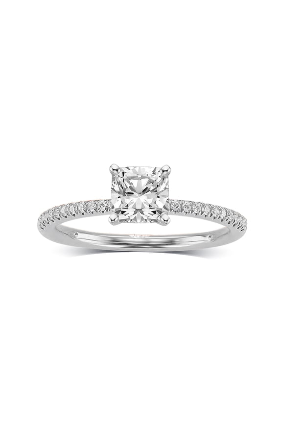 1-3/8 Carat T.W. Cushion Swarovski Diamonds White Solitaire Engagement Ring in Sterling Silver