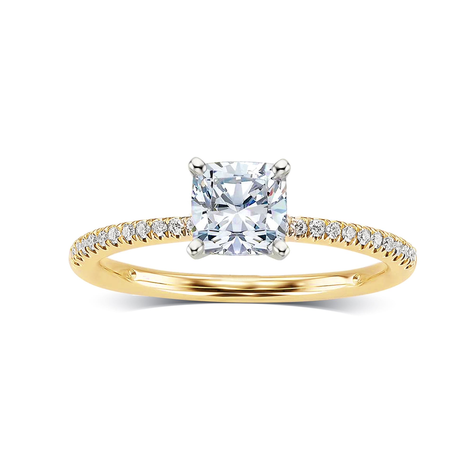 Arista 1-3/8 Carat T.W. Cushion Swarovski Diamonds White Solitaire Engagement Ring in Yellow Plated Sterling Silver