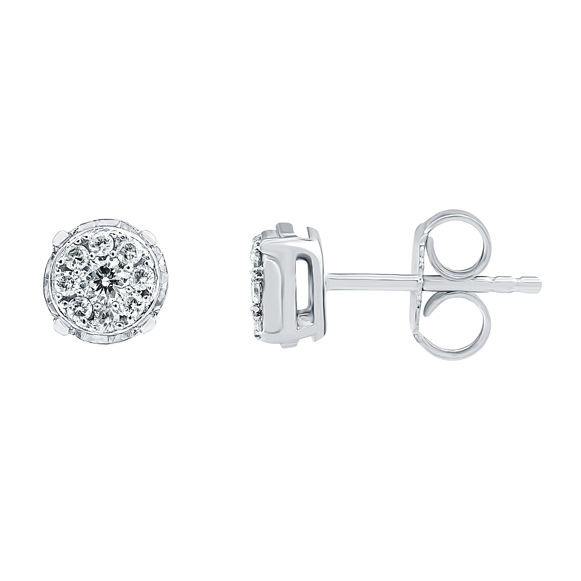 Arista 1/3 Carat T.W Lab Grown Diamond Cluster-Set Women's Stud Earring in Sterling Silver (I, SI)