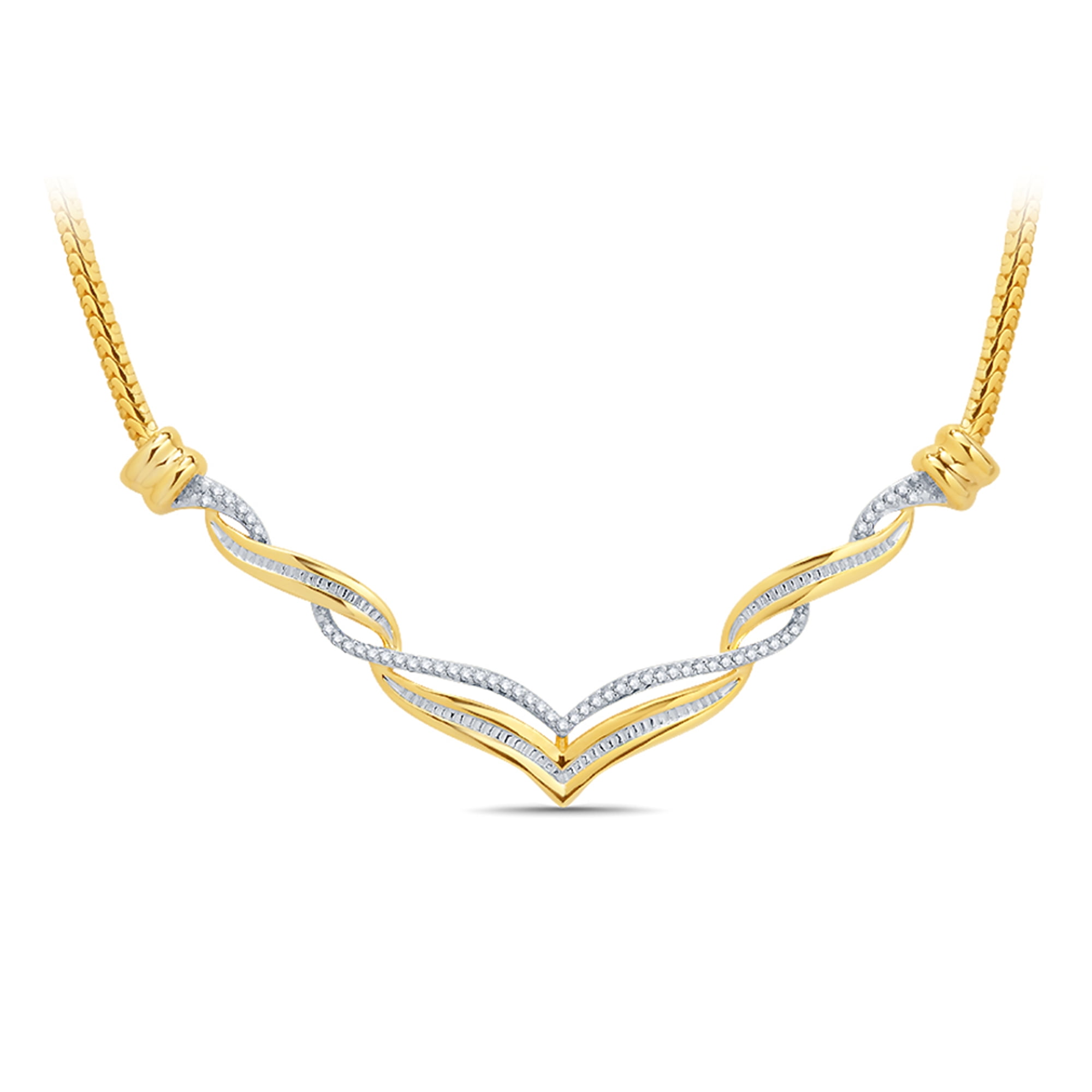 Arista 1/3 ct Twisted Fashion Necklace in Two-Tone over Brass,17" (I-J, I3)