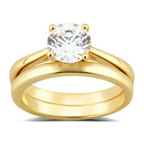Arista 1.33 ct Round Swarovski Diamond Solitaire Women's Bridal Set in Yellow Plated Sterling Silver