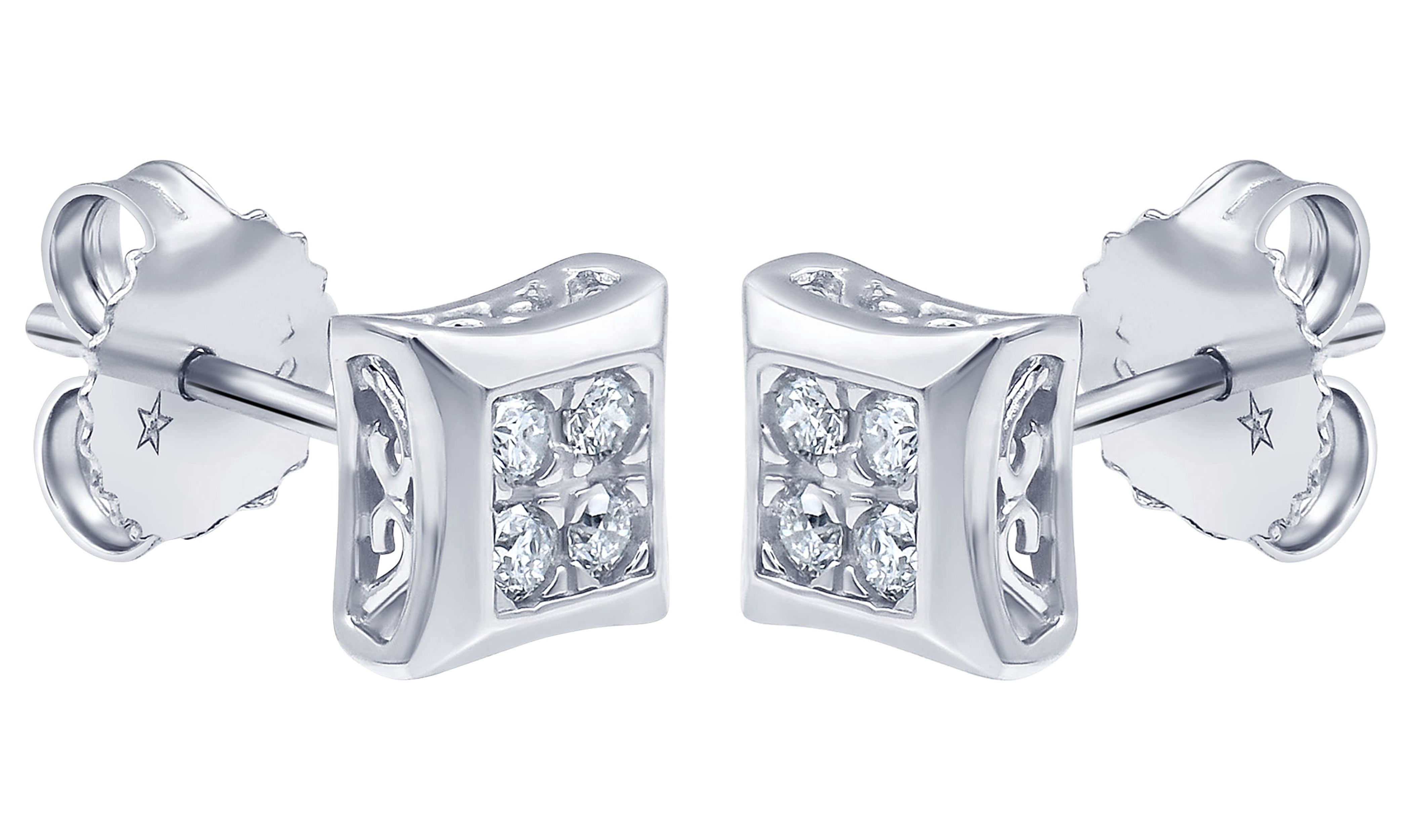 Arista 1/4 Carat T.W Lab Grown Diamond Square Shaped Women's Stud Earring in Sterling Silver (I, SI)
