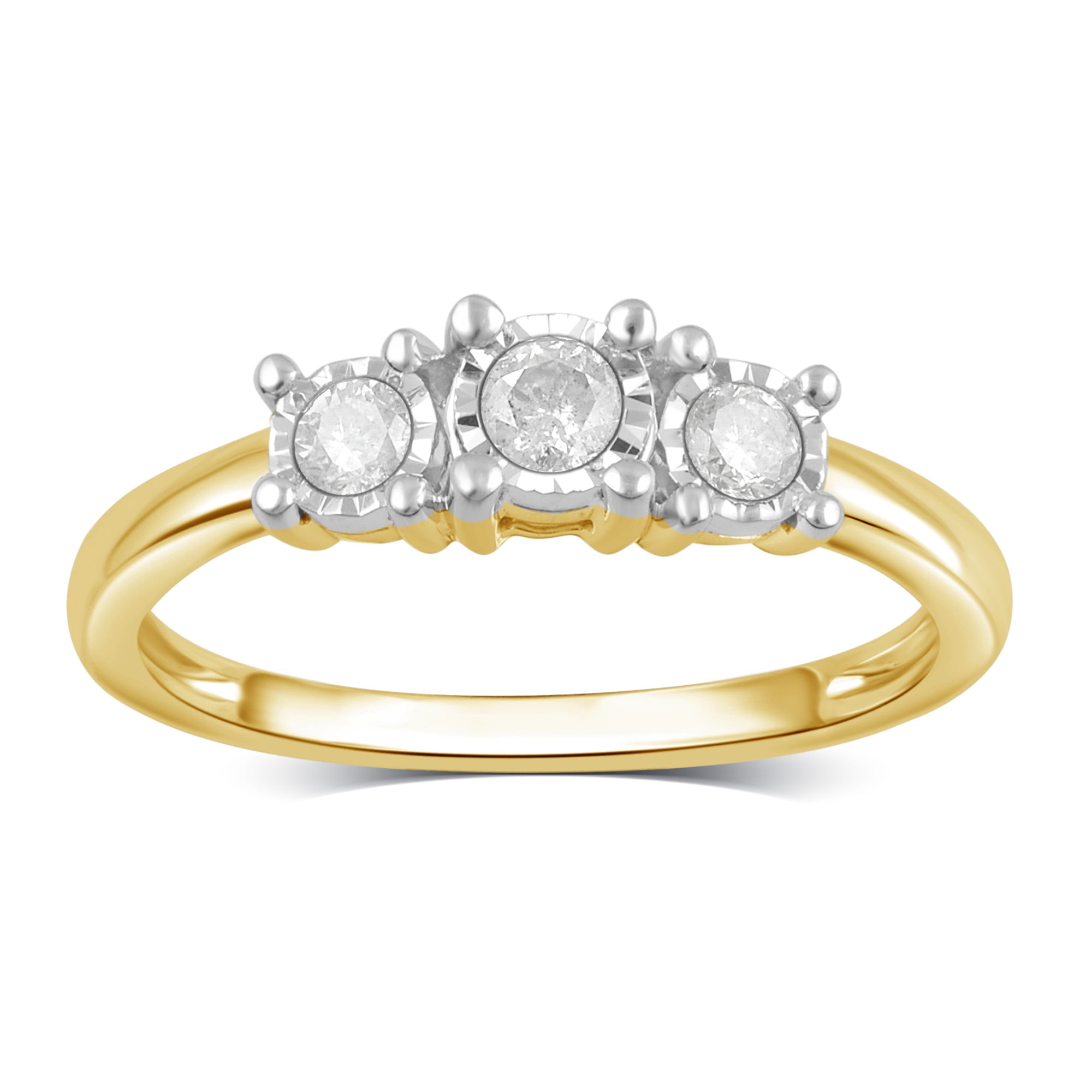 Arista 1/4 Ct Round Diamond Engagement Ring in Yellow Plated Sterling Silver (I-J, I2-I3)