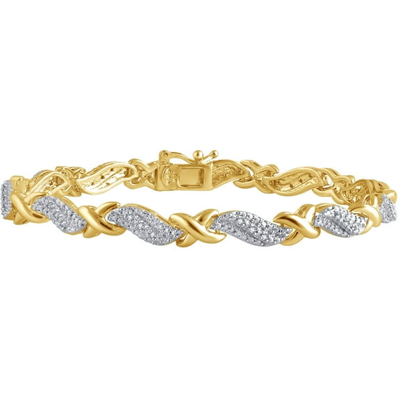 Arista 1/4 ct Round Diamond Gold Tone Women's Fashion Bracelet in Brass, 7.5" (I-J, I2-I3)