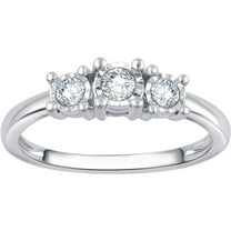 Arista 1/4 ct Round White Diamond White 3-Stone Engagement Ring in Sterling Silver (I-J, I2-I3)