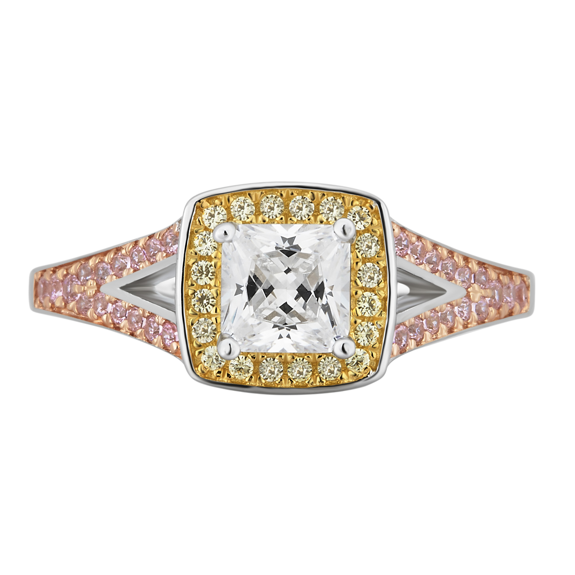 Arista 1 5/8 Carat T.W. Created Pink, Yellow & White Cubic Zirconia Women's Engagement Ring in Sterling Silver