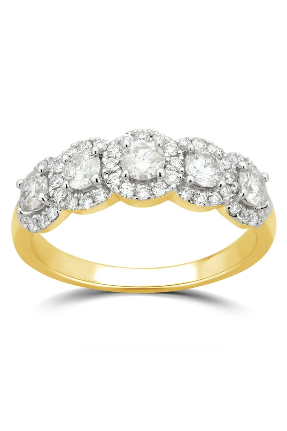 1.50 ct Round 5 Swarovski Stone Engagement Ring in Yellow plated Sterling Silver