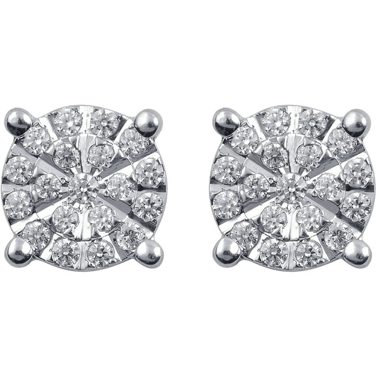 Arista 1/6 Carat White Diamond Sterling Silver Earrings with