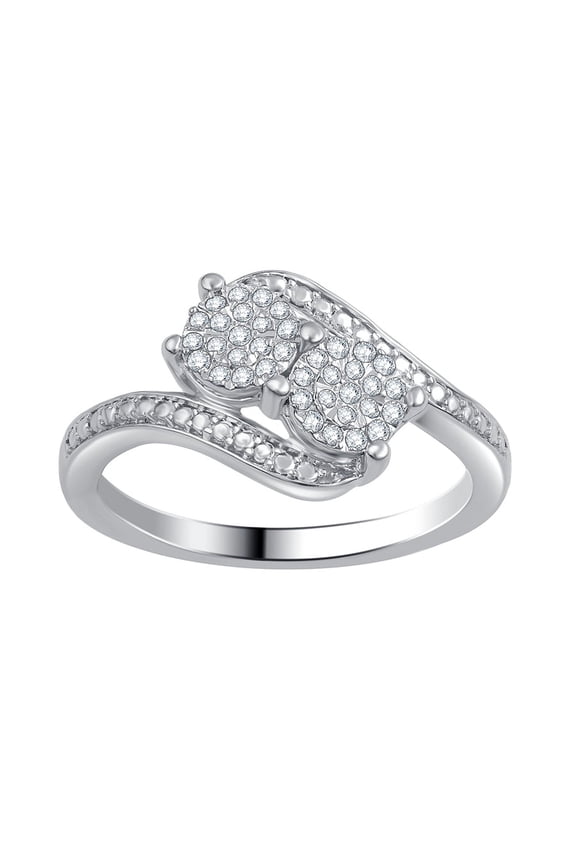 1/6 Ct Diamond White Composite Two-Stone Women's Ring in Sterling Silver (I-J, I2-I3)
