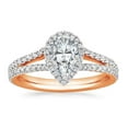 thumbnail image 1 of Arista 1-7/8 Carat T.W. Pear Swarovski Women's Split Shank Engagement Ring in Pink Plated Sterling Silver, 1 of 2
