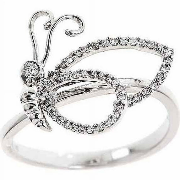 Arista 1/8 Carat T.w. Round White Diamond Women's Butterfly Ring 14K White Gold (I-J, I2-I3)