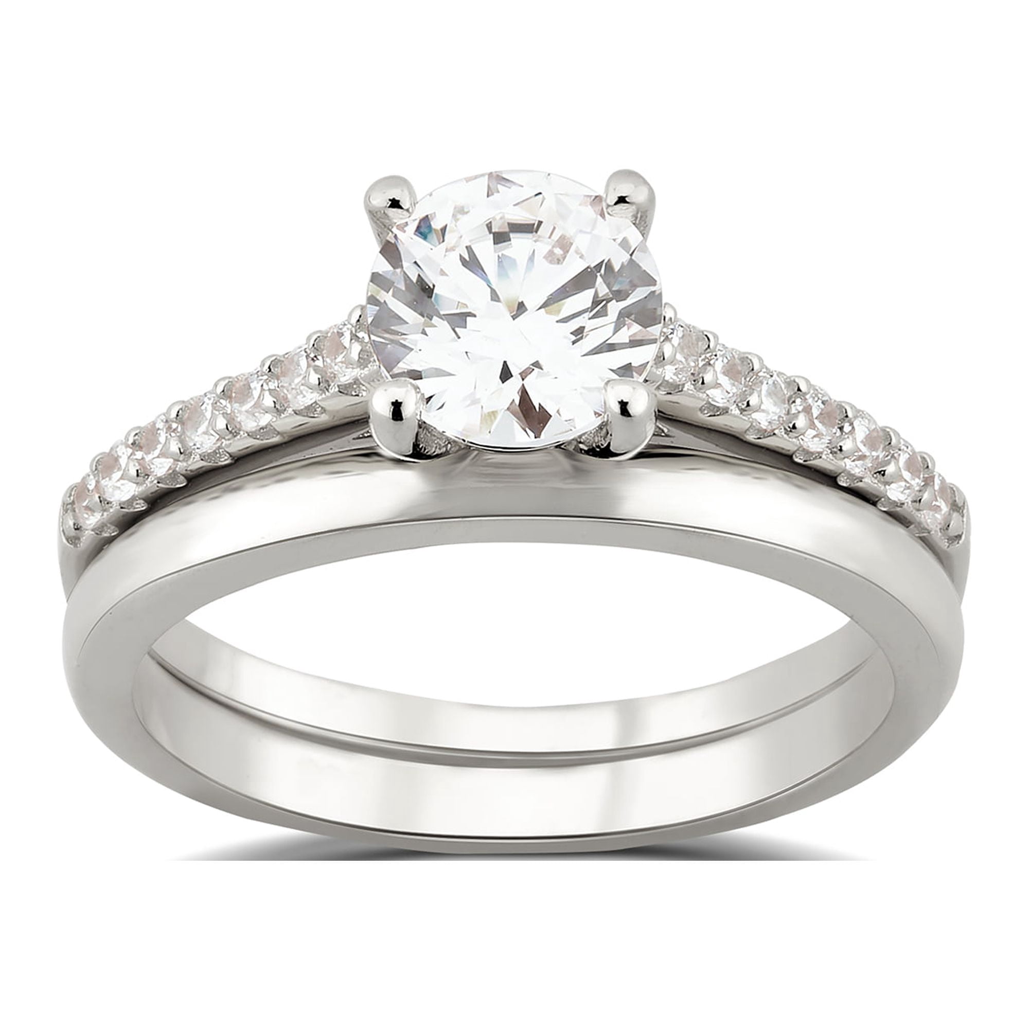 Arista 1.88 ct Round Swarovski Diamond Solitaire Women's Bridal Set in Sterling Silver