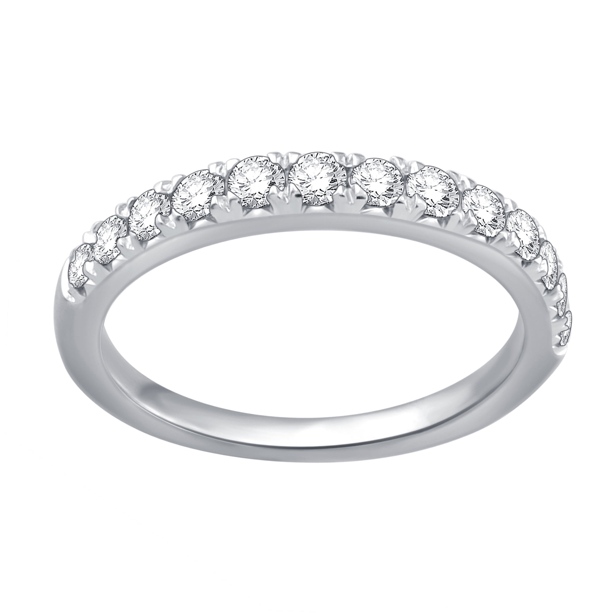 Arista 1 Carat T.W. Lab Grown Diamond Pave Platinum Plated Women's Round Wedding Band in Sterling Silver (I+, VS-SI)