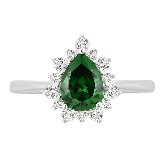 Arista 2.00 Carat T.W. Created Green Emerald and White Sapphire Women's Engagement Ring in Sterling Silver