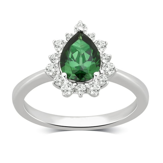 Arista 2.00 Carat T.W. Created Green Emerald and White Sapphire Women's Engagement Ring in Sterling Silver