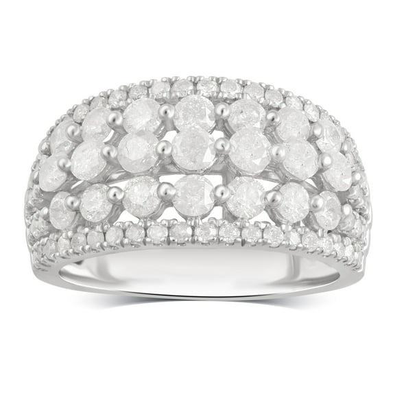 Arista 2.00 Carat T.W Diamond Multi Row Gemstone Anniversary Ring in Sterling Silver (I-J, I2-I3)