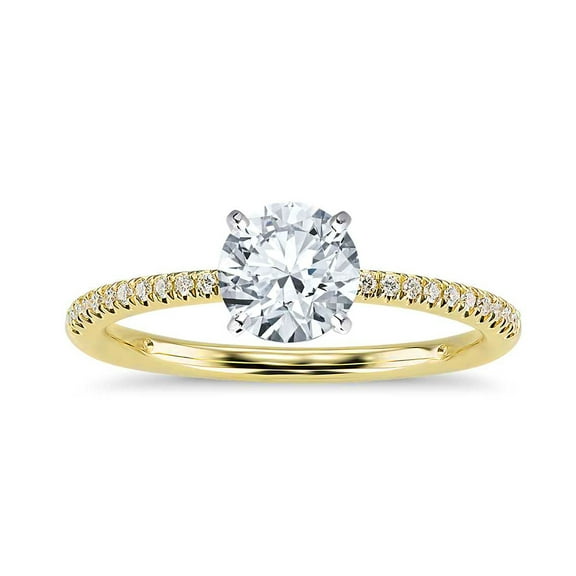 Arista 2.00 Carat T.W. Round Swarovski Diamonds White Solitaire Engagement Ring in Yellow Plated Sterling Silver