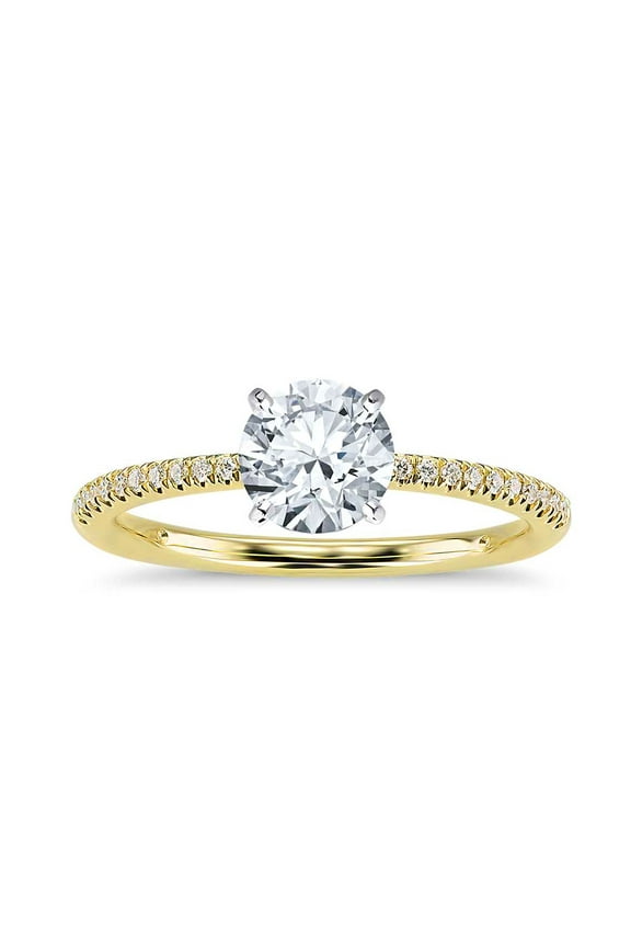 2.00 Carat T.W. Round Swarovski Diamonds White Solitaire Engagement Ring in Yellow Plated Sterling Silver