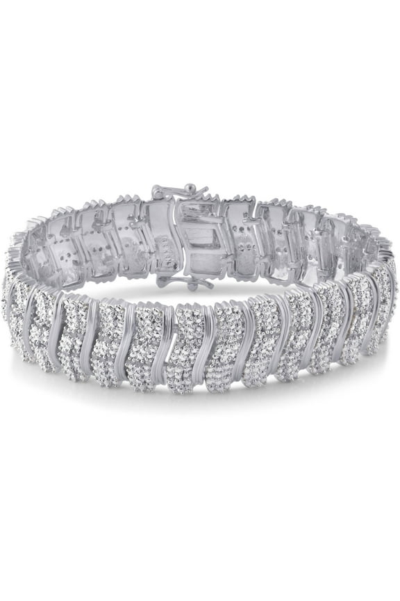 2.00 ct Diamond Link Fashion Bracelet in Silver Tone over Brass, 7.5" (I-J,I2-I3)