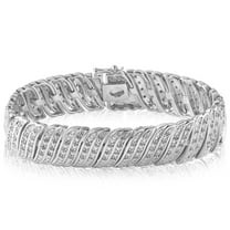 Arista 2.00 ct S-Link Fashion Bracelet in Silver tone over Brass, 7.5" (I-J, I2-I3)