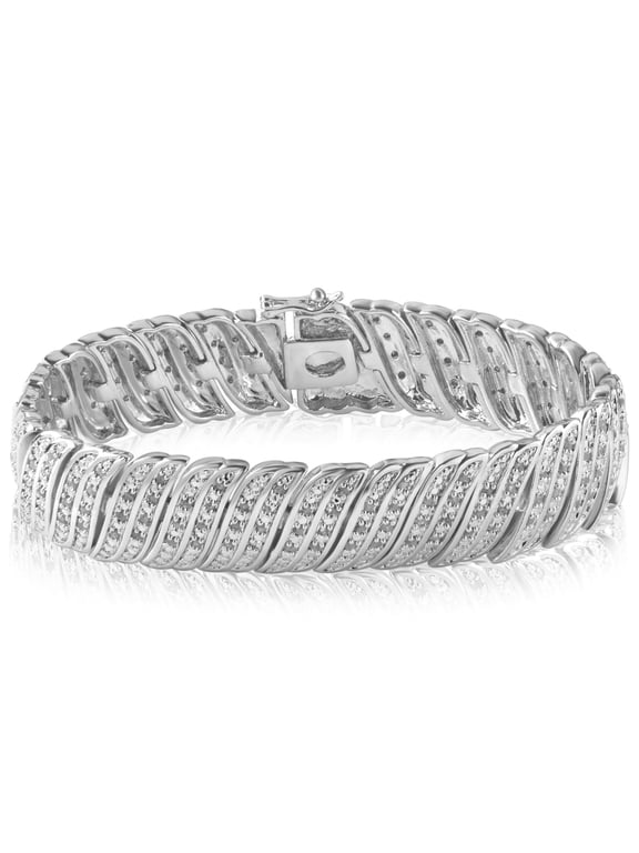 2.00 ct S-Link Fashion Bracelet in Silver tone over Brass, 7.5" (I-J, I2-I3)