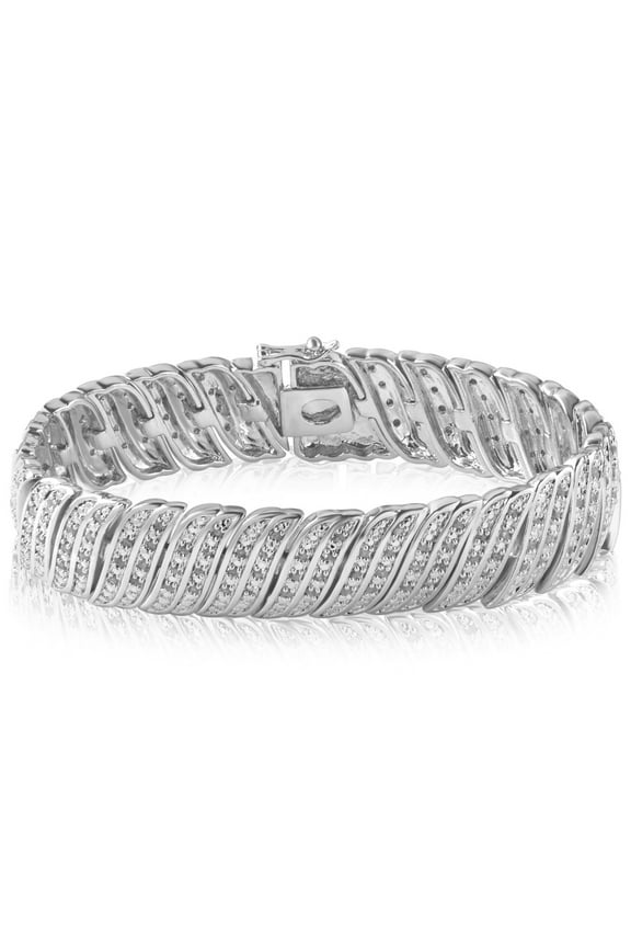 2.00 ct S-Link Fashion Bracelet in Silver tone over Brass, 7.5" (I-J, I2-I3)