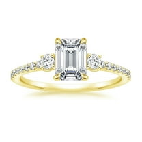 Arista 2-1/2 Carat T.W. Emerald Swarovski Diamond Three Stone Engagement Ring in Yellow Plated Sterling Silver