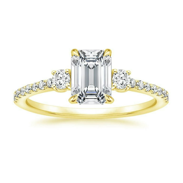 Arista 2-1/2 Carat Emerald Swarovski Diamond Three Stone