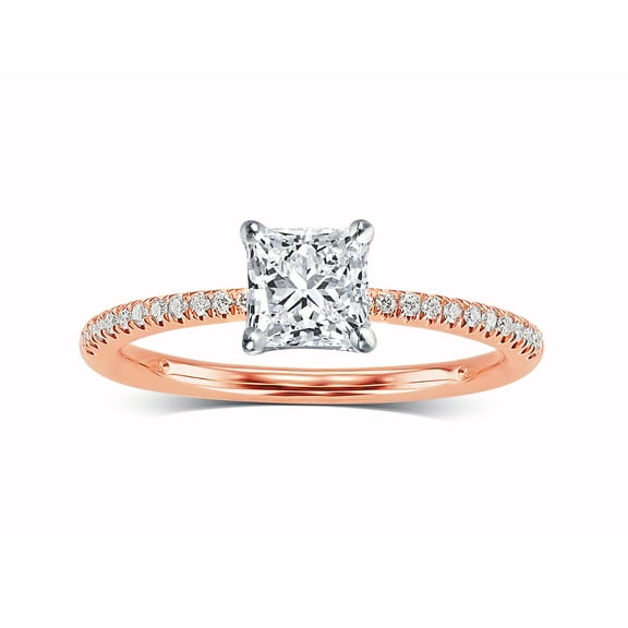Arista 2-1/2 Carat T.W. Square Swarovski Diamonds White Solitaire Engagement Ring in Pink plated Sterling Silver