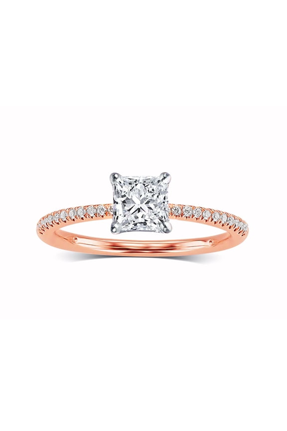 2-1/2 Carat T.W. Square Swarovski Diamonds White Solitaire Engagement Ring in Pink plated Sterling Silver