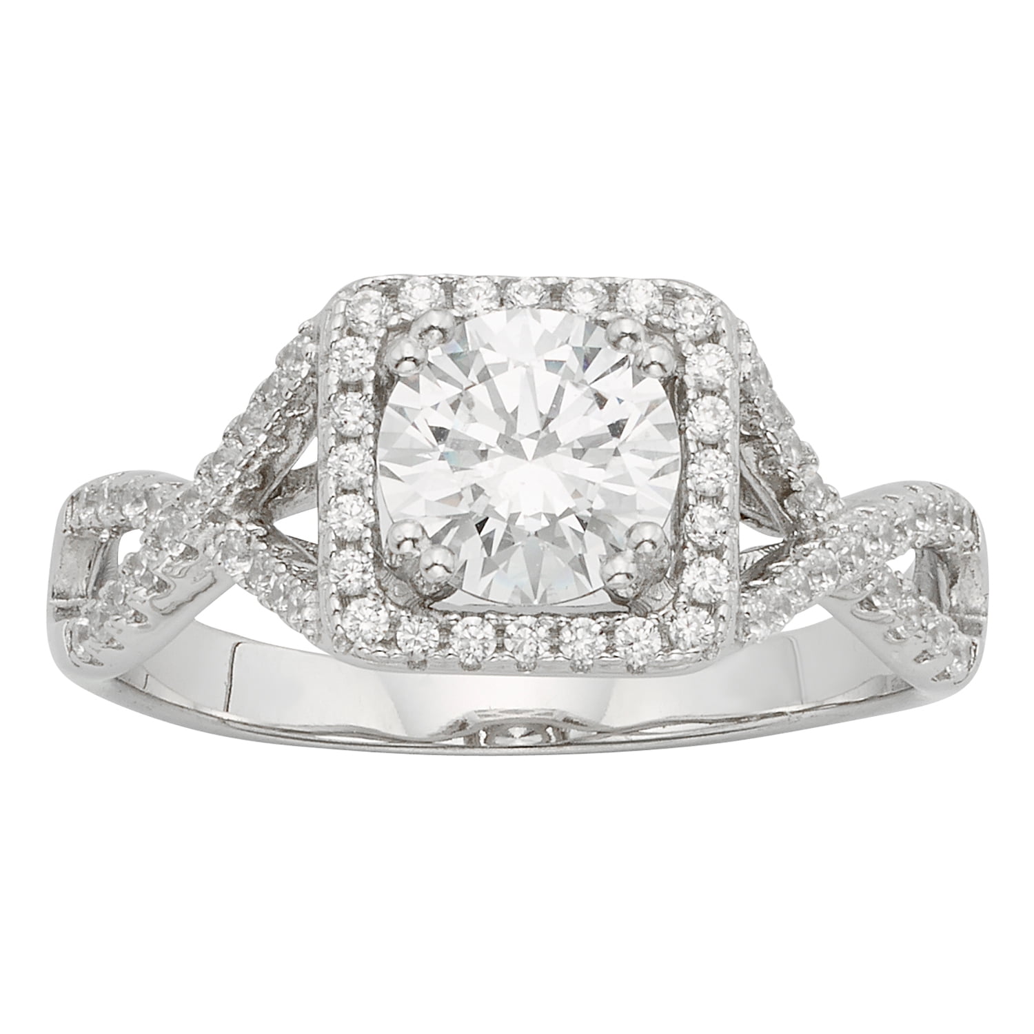 Arista 2 1/2 Cts T.W Swarovski Crystal Square Frame Women's Engagement Ring in Sterling Silver