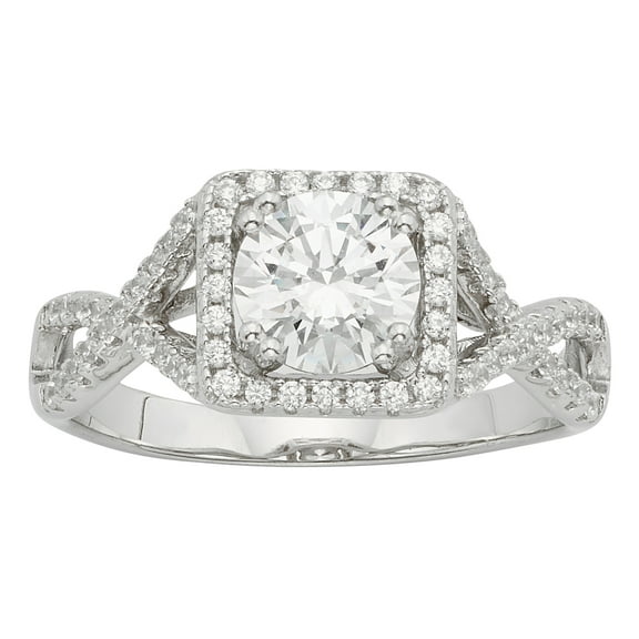 Arista 2 1/2 Cts T.W Swarovski Crystal Square Frame Women's Engagement Ring in Sterling Silver