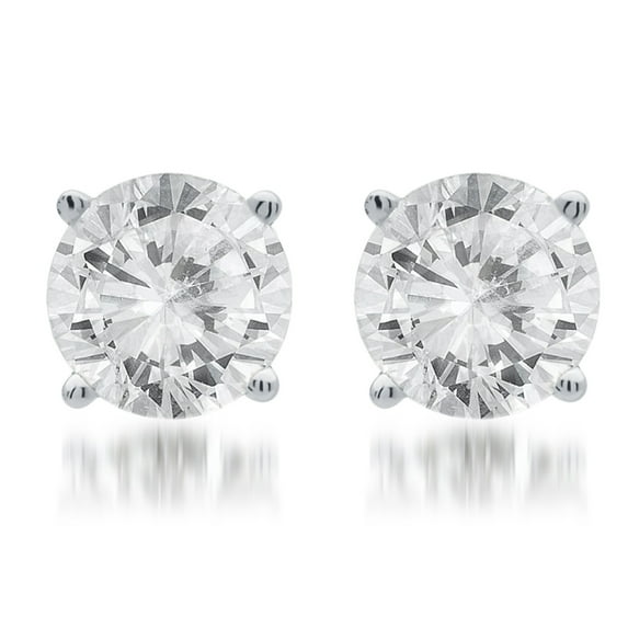Arista 2 1/2 ct Round White Diamond Stud Earrings in 14K White Gold (I-J/I3)