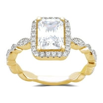 Arista 2-1/4 Carat T.W. Emerald Swarovski Twisted Shank Engagement Ring in Yellow Plated Sterling Silver