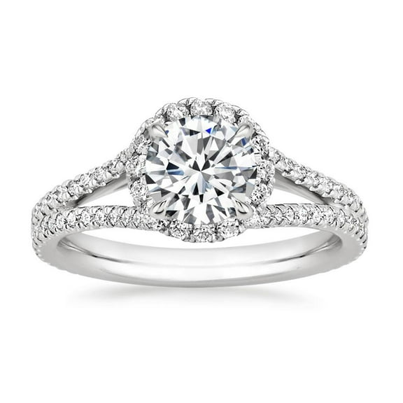 Arista 2-1/5 Carat T.W. Round Swarovski Diamonds White Split Shank Engagement Ring in Sterling Silver