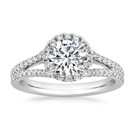 Arista 2-1/5 Carat T.W. Round Swarovski Diamonds White Split Shank Engagement Ring in Sterling Silver